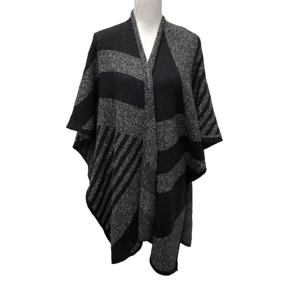 Zara Knit Cardigan Wrap Sweater Jumper Womens Medium Geometric Gray Black